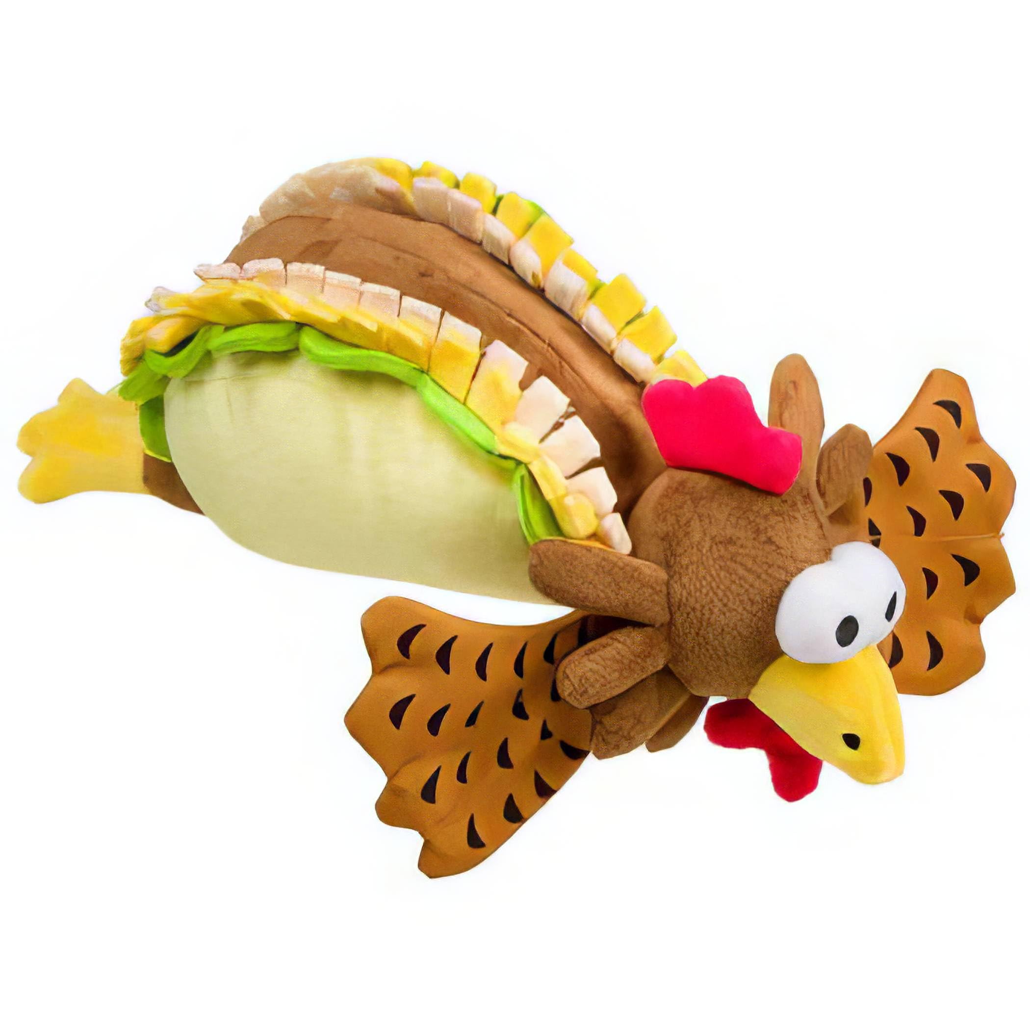 House of Paws Chicken Wrap Dog Toy - Plush Toy with Squeaker and Animated Face