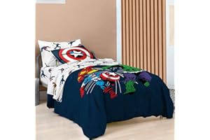 Saturday Park Marvel Comics Avengers Invincible Full Bed Set - 7 Piece 100% Organic Cotton Bedding - GOTS & Oeko-TEX Certified (Marvel Official)