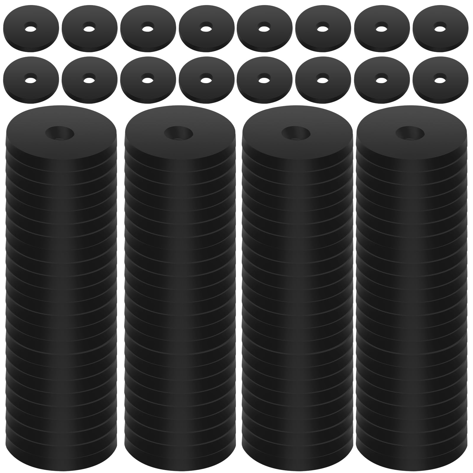 100 PCS Rubber Washers Flat Washer Kit Heavy Duty Abrasion Resistant Rubber Washer for Screws Bolts Spacers Hose, 1 OD x 1/4 ID x 1/8 Thickness