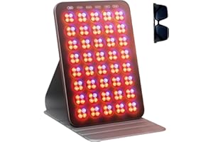 INTEO Red Light Therapy for Face 6 Modes, Portable Red Light Therapy Panel with Protective Goggles and Timer, Infrared Red Light Therapy for Body Care, Brown