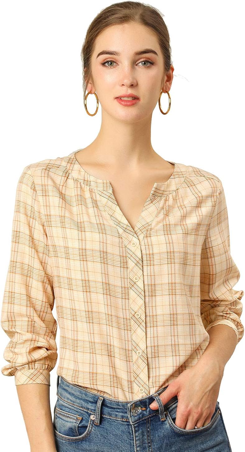 plaid peasant top