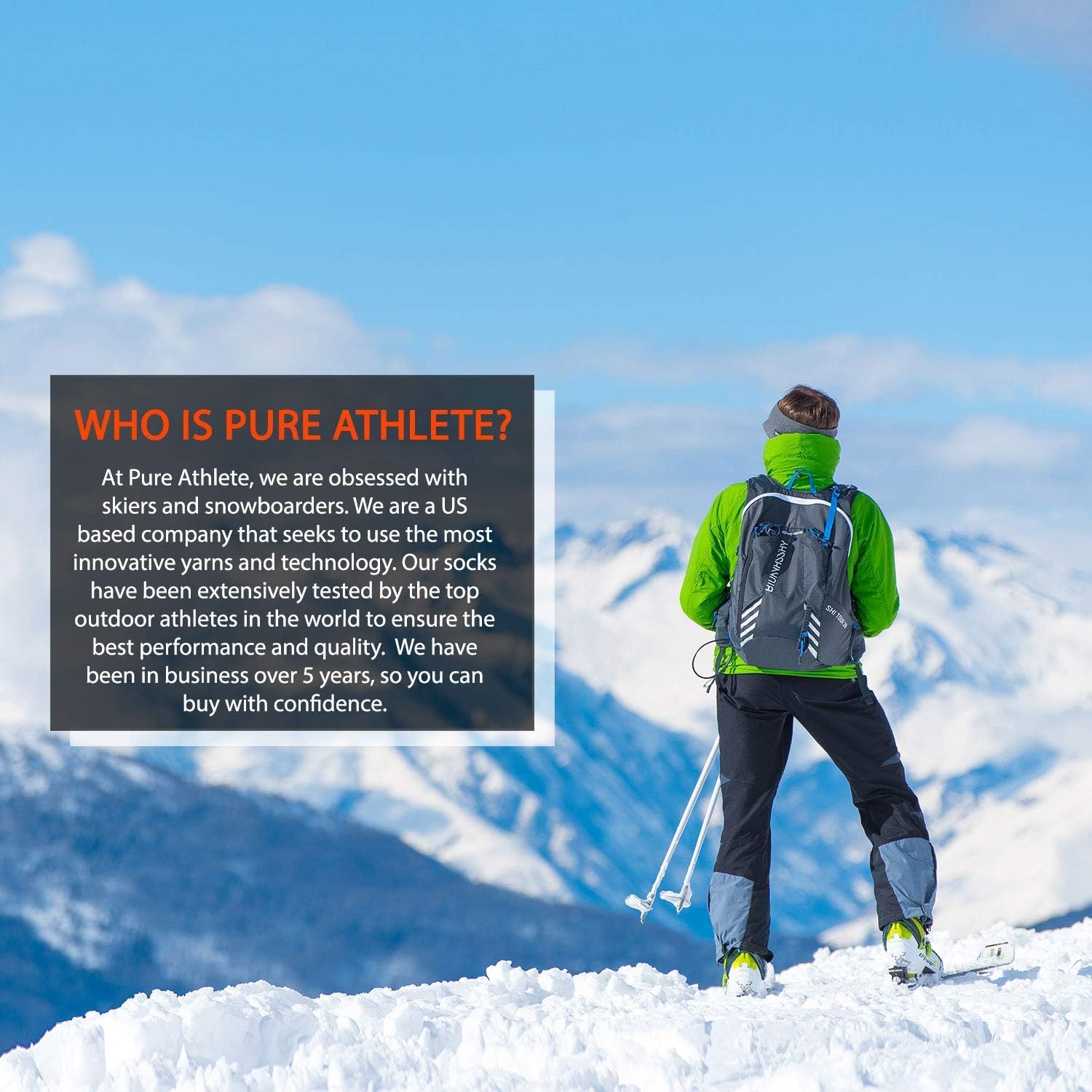 Pure Athlete Ski Socks Kids Youth Wool – Snowboarding Boys, Girls – Skiing Warm Winter: Clothing