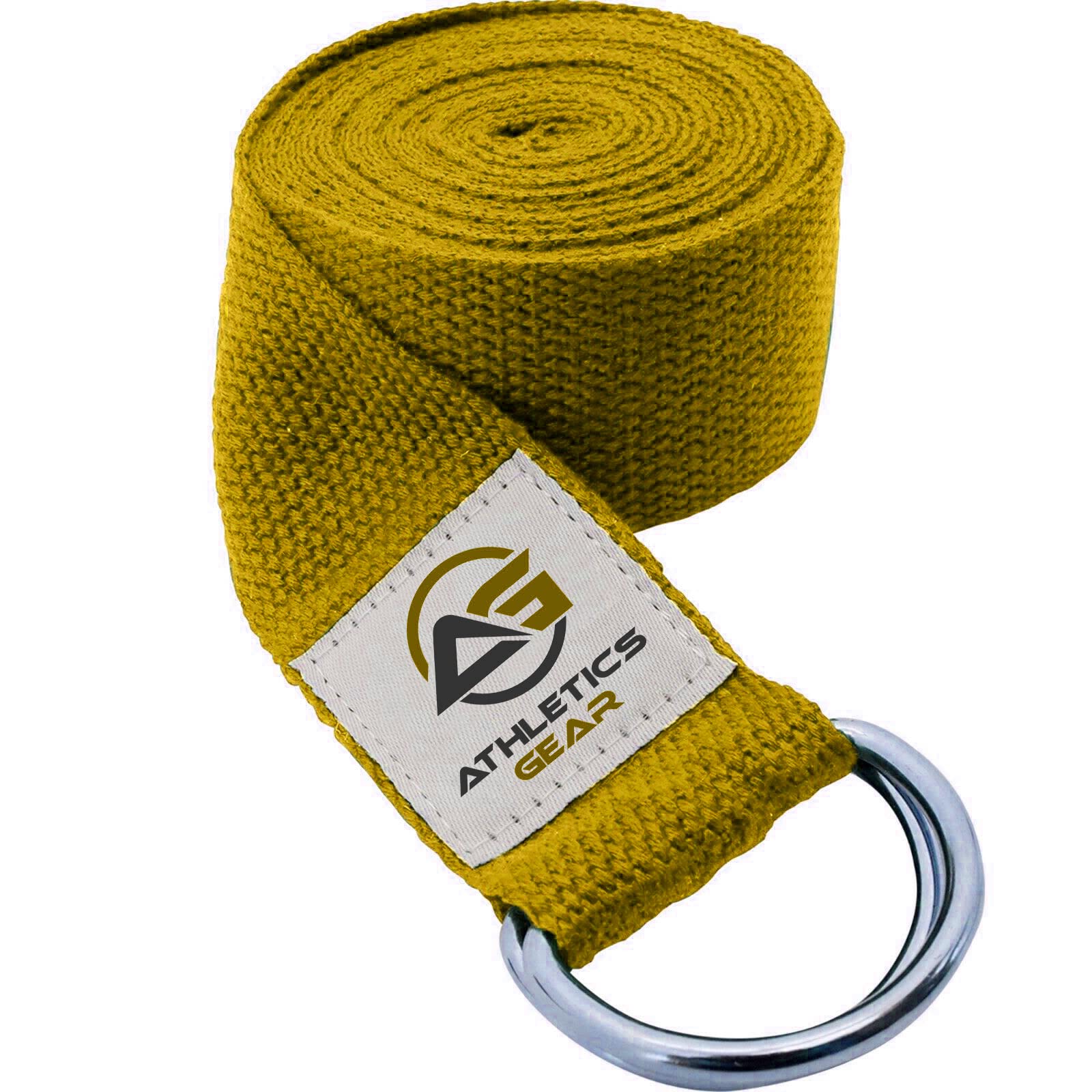 Yoga Strap Belt with Metal D-Ring Buckle, 6ft long & 1.5 inch wide, Made with Durable Cotton for Stretching and Flexibility (Yellow) — image 1