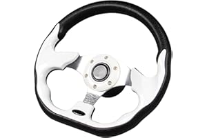 GONMOT 12.5" D-Shaped Boat Steering Wheel with 3/4“ Tapered Shaft, White Axle Marine Steering Wheel for Seastar and Verad, etc. for Marine Boats, Vessels, Yacht, Pontoon Boat