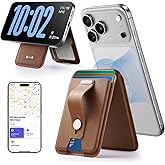 ESR Geo for Magsafe Wallet with Full Find My Functionality,5 Card-Holder, RFID Blocking, Magnetic Wallet for iPhone 17/16/15/14/13/12 Series, with Adjustable Stand, Brown