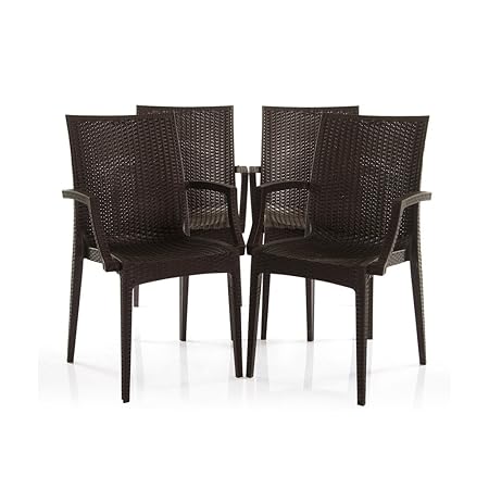 Varmora Designer Chair Set of 4 (Club Handle - Brown)