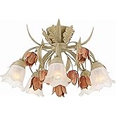 Crystorama Southport 5 Light Sage Rose Floral Semi Flush Mount