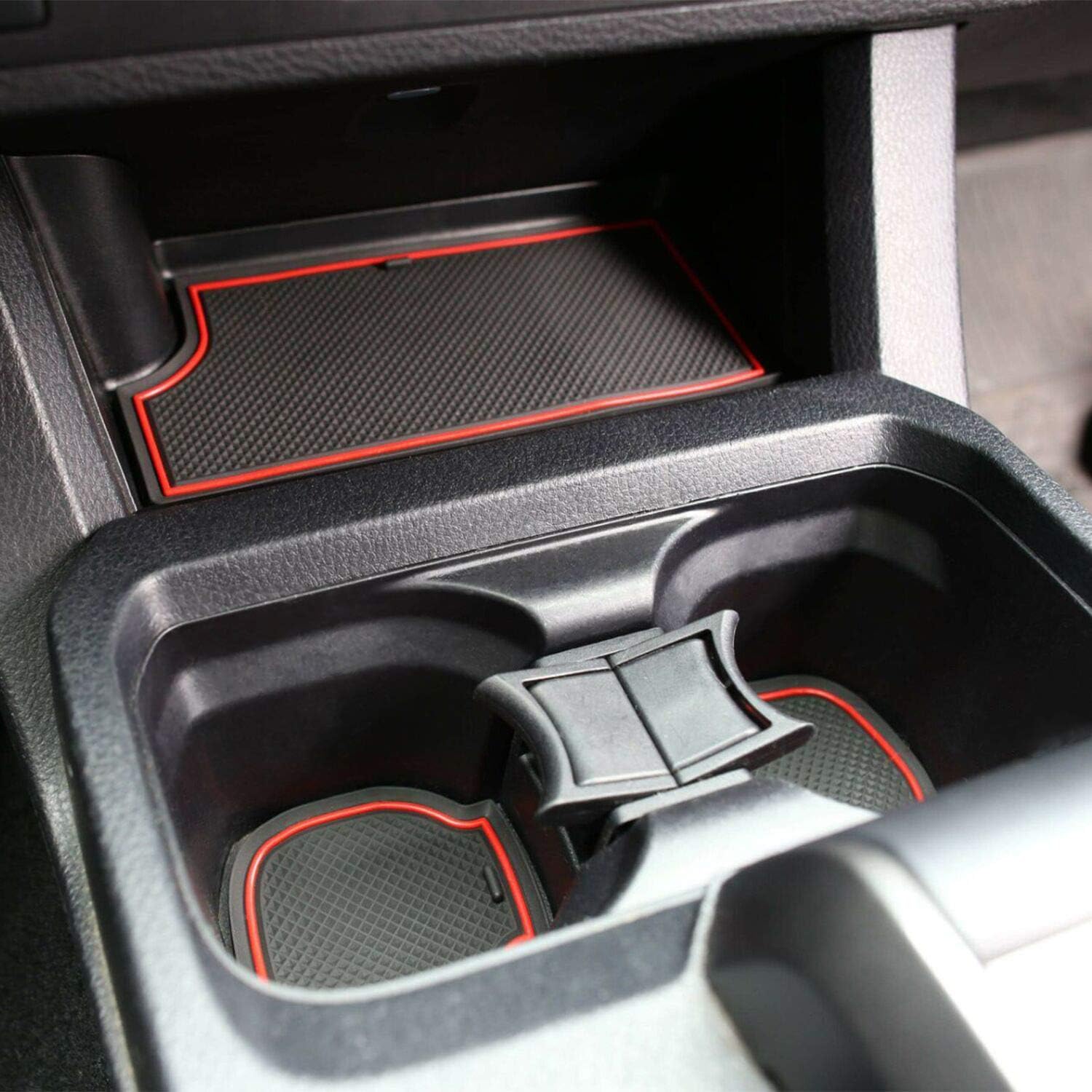 Amazon Com Jdmcar Liner Accessories Compatible With Tacoma 2016 2017 2018 2019 2020 2021 Custom Fit Cup And Door Center Console Inserts Double Cab Red Trim Automotive
