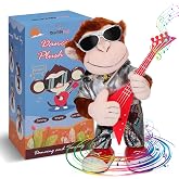 SWTOIPIG Dancing Monkey Plush Toy Musical Singing Guitar Stuffed Toys | Punk style monkey plush with one-button control. Sings, dances, and shakes guitar to boost kids musical intelligence.