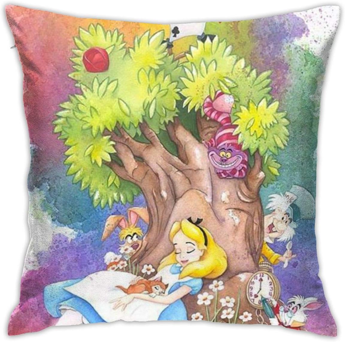 TDFJKxcv Alice in Wonderland Pillowcase Covers 18x18 Decorative Sofa Seat Car Soft