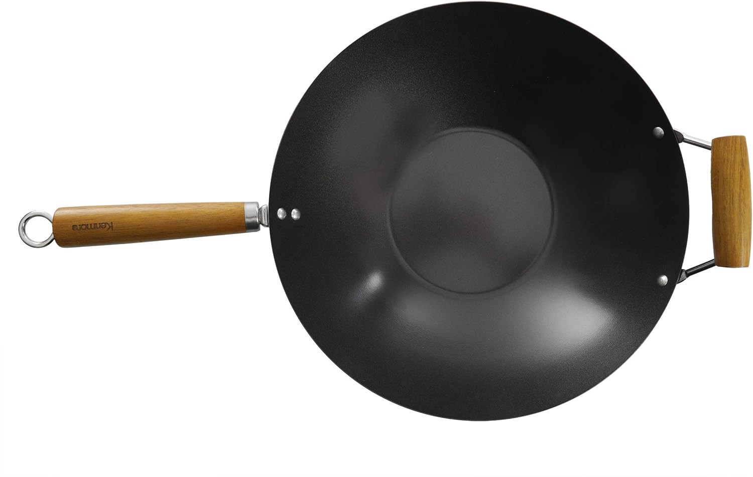 Kenmore Hammond Flat Bottom Carbon Steel Wok, 14-inch, Black: Kitchen & Dining