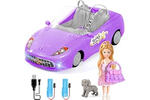 ULOVEME Remote Control Car for Girls with Doll Playset- 2.4Ghz, 1:18 RC Toys for Kids, 100 mins with Rechargeable Battery, Birthday for Grils (Purple#1)