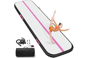 ZAFIED Air Gymnastics Tumbling Mat, 6.6ft/10ft/13ft/16ft/20ft Inflatable Track Mat for Home/Outdoor Training, 4/8 inch Thick Gym Mat with Electric Pump for Kids & Adults