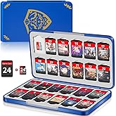 Switch Game Case Holder with 24 Cartridge Slots and 24 Micro SD Card Storage, Slim Portable Game Organizer Traveler Gift Accessories with Magnetic Closure, Protective Hard Shell and Soft Lining