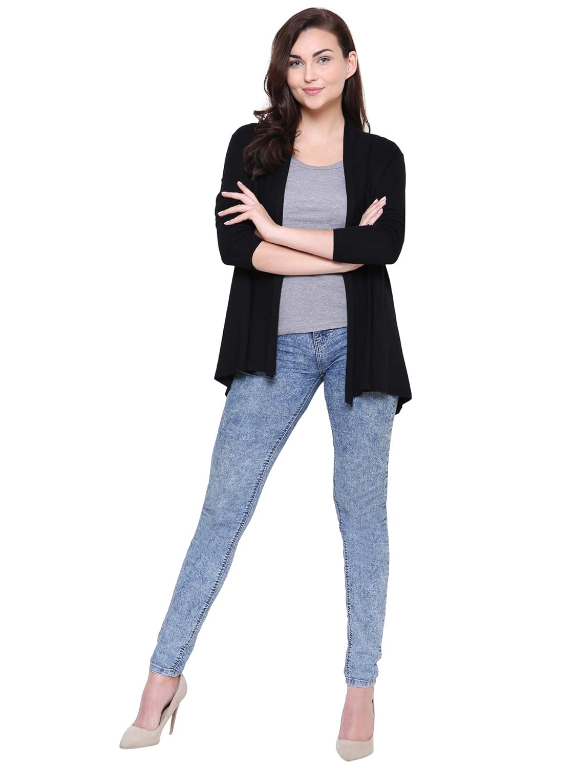 mansicollections black shawl neck cardigan for women