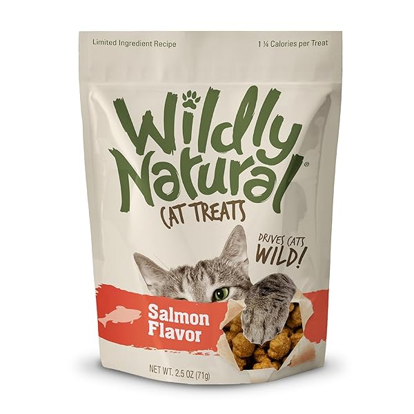 WILDLY NATURAL CAT TREATS, 2.5 OUNCES, SALMON FLAVOR