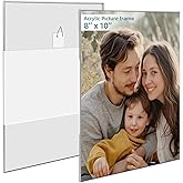 Bluesun 8x10 Picture Frame set of 2 pack Acrylic Frames - Transparent 8x10 Clear Wall Frames Hanging Vertical, Frameless Clear Frame Various Decorative Style