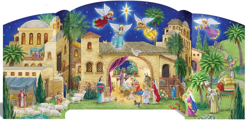 Advent Calendars - Vermont Christmas Company Bethlehem Nativity Free Standing Advent Calendar with Nativity Story