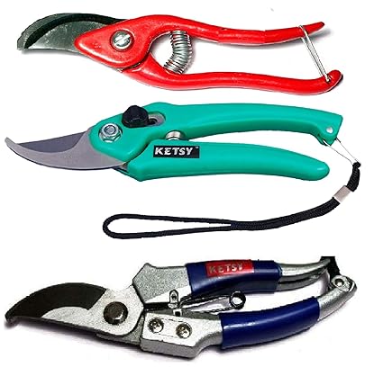 KETSY 762 Aluminium Gardening Pruning Shear (Multicolour) - Set of 3 Pcs