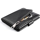 GAEKEAO Vegan Leather Wallet for Men Bifold Slim Men's Wallets with Zipper Change Pocket Card Holder RFID Blocking Purse