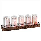 Clocteck Nixie Tube Clock Wooden Digital Clock for Bedroom,Easy Alarm Settings and 12/24h Display - A Retro Gift to Decorate 