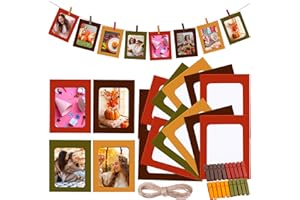 Janlaugh 100 Pcs Fall Paper Photo Frames 4x6 Fall Paper Frame with 100 Clip 10 String Kit DIY Hanging Cardboard Photo Holder Thanksgiving Wall Decor Wedding Home