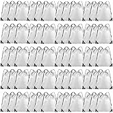 Grneric 60 Pieces Drawstring Backpack Bulk Cinch Sackpack Ployster Drawstring Bags for Gym Party Trip(White)
