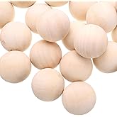 uxcell 50pcs Round Wood Balls 30mm Diameter Unfinished Solid Wooden Beads, Small Natural Craft Balls for DIY Craft Projects Art Ornaments