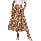 Zeagoo Summer Skirts for Women Long High Waisted Floral A-Line Flowy Skirts Swing Skirts,XL