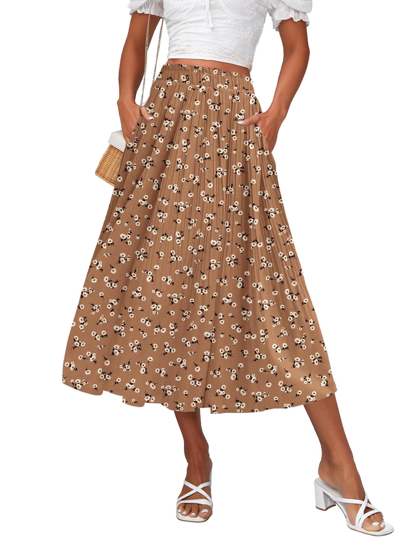Photo 1 of Zeagoo Summer Skirts for Women Long Skirts High Waisted Floral Skirts A-Line Flowy Skirts Swing Skirts,XXL
