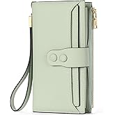 SENDFN Large Womens Wallet Leather RFID Blocking Multi Card Organizer Wristlet