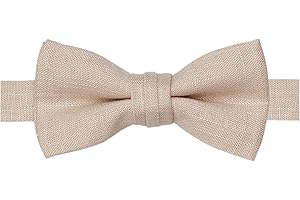 BELLUNO Solid Bow Tie Pre-Tied for Men and Boys, Cotton and Linen Blended Bowties