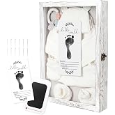 Jetec 12 x 16 Baby Shower Shadow Box Keepsake Frame, VTG White | Linen Back, Hello World Newborn Sign, Ink Pad, Wood Memory Box, Baptism Gender Reveal Gift