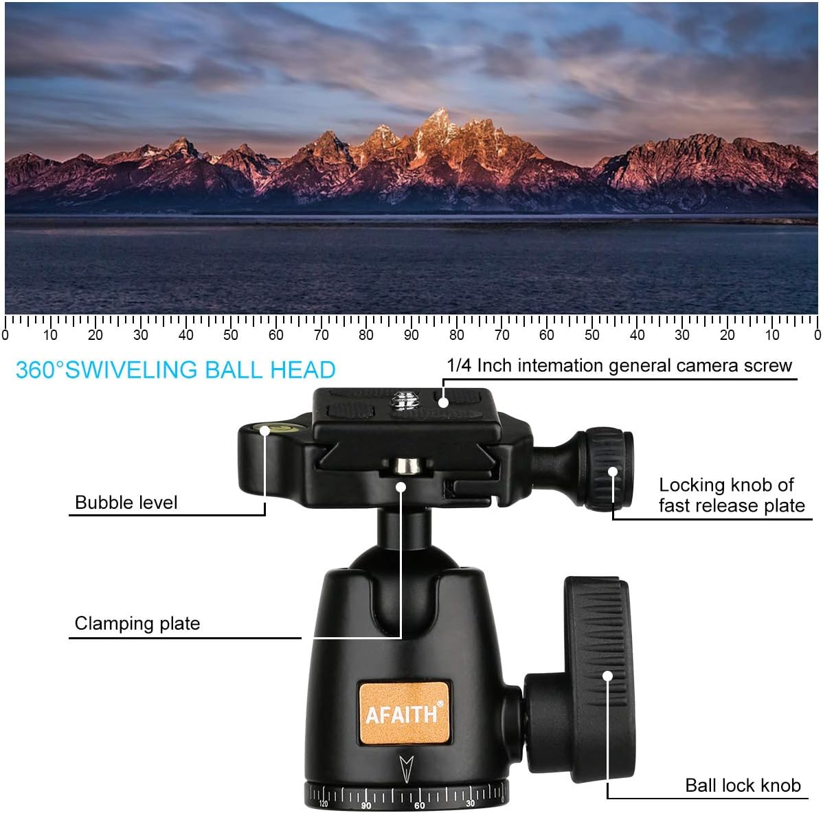 AFAITH Tripod for DSLR Camera, Ultra Compact and Lightweight Aluminum Travel Tripod with 360 Panorama Ball Head Quick Release Plate for Canon, Nikon, Sony, Samsung, Olympus, Panasonic : Camera & Photo