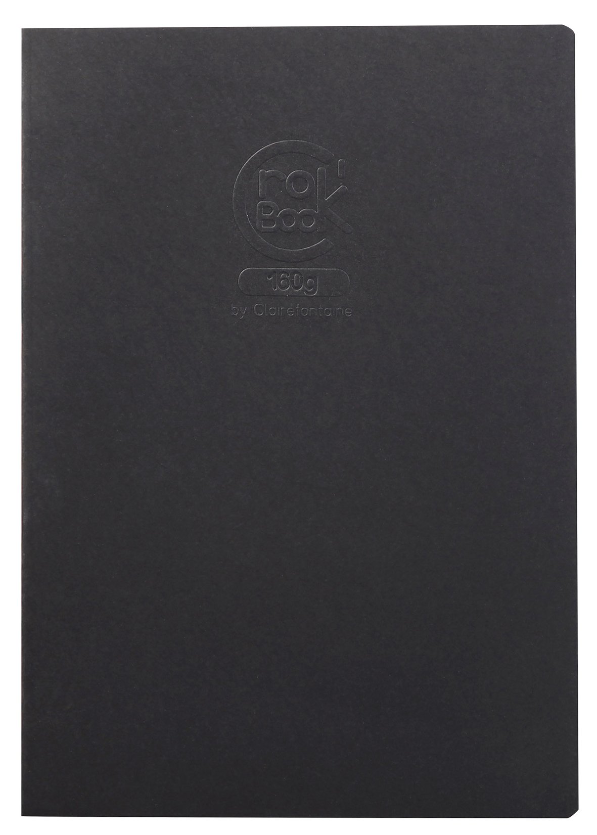 Clairefontaine 60362C - Crok'Book Stitched Notebook - 20 Sheets of White Drawing Paper A4 21x29.7 cm 160g - Portrait Format - Black Cover - Pack of 10 Notebooks