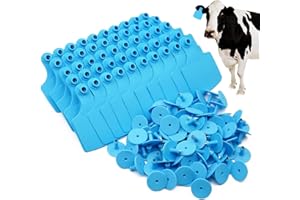 PAULOZYN 4.1” L×3.5”W Livestock Ear Tags Big Blank 100PCS Identification TPU Precision Tags for Cattle Cows Pigs Hog Goats Sheep Calf Animal (Blue)