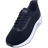 AOV Wide Walking Shoes Women Arch Support Plantar Fasciitis Tennis Sneakers Orthotic Tennis Shoes for Workout Gym Black Size 8
