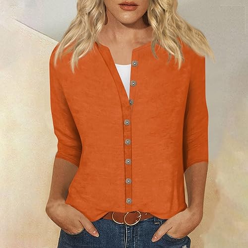 Blouses Button-Down Shirts Casual Lightweight 3/4 Sleeve