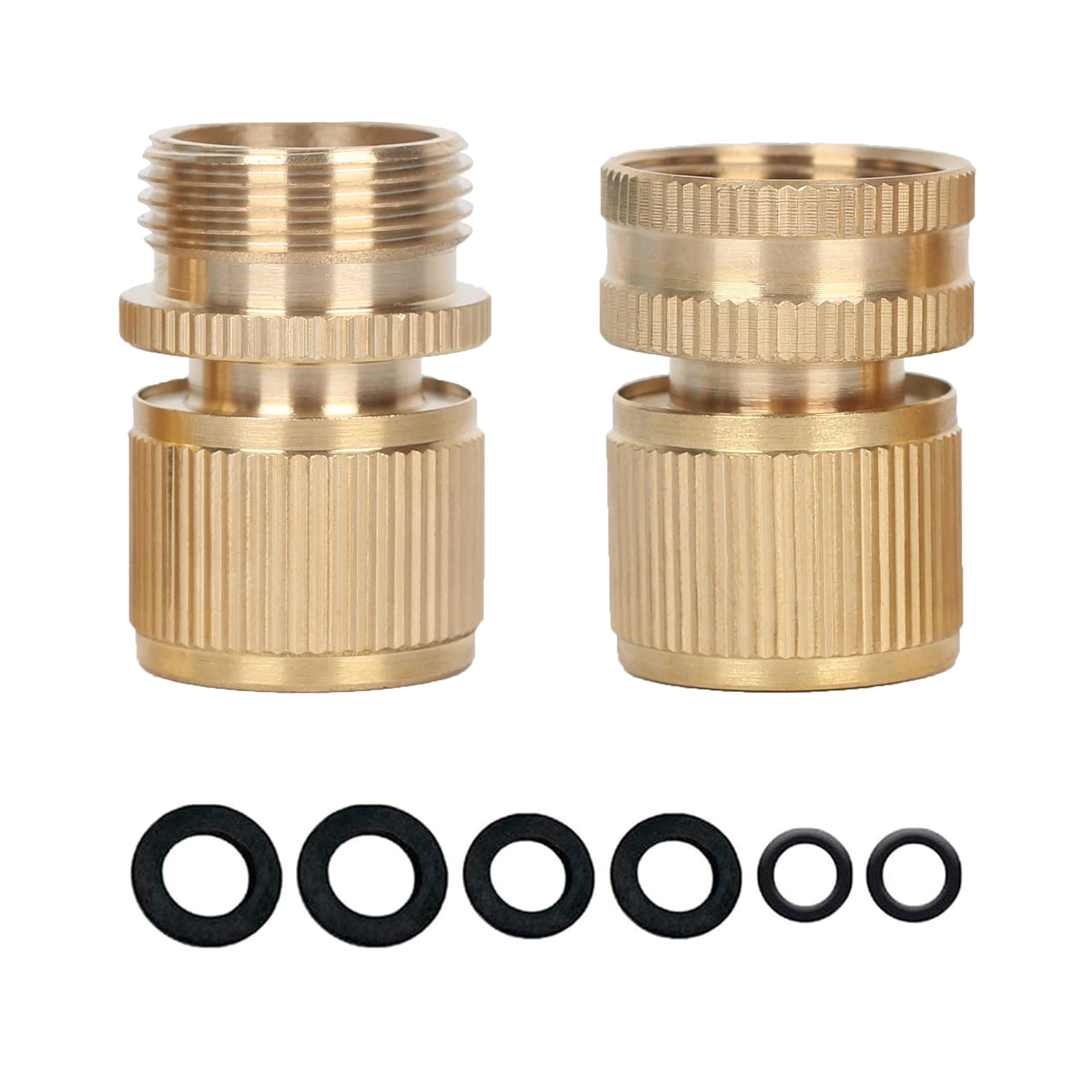 Brass Garden Hose Tap Connector - 3/4" Female & Male Quick Connector for Expanding Hose and Garden Irrigation