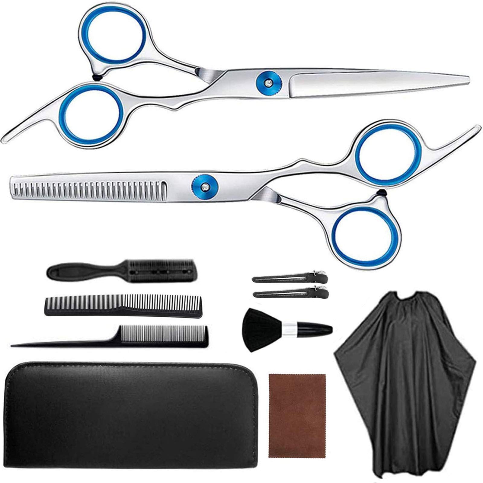SUOXU SX-013 Professional Stainless Steel Hairdressing Scissors, 11 Pcs Barber Scissors Set for Women Men