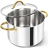 MICHELANGELO Stainless Steel Stock Pots - 8 Quart Pot with Lid, Soup Pot Induction Compatible, Cooking Pots with Riveted Handle, Oven & Dishwasher Safe