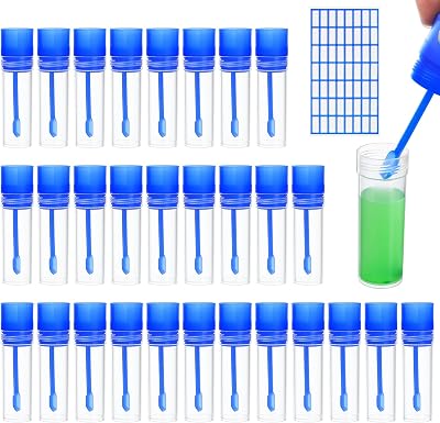 ZHENGYYUU 30x 15ML Specimen Cups Urine Stool Sample Test Tubes with Spoon Lid