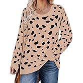 RITERA Womens Plus Size Sweaters Leopard Stripe Long Sleeve Casual Pullover Warm Jumper Knit Tops XL-5XL
