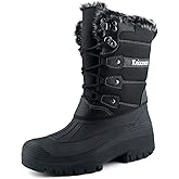 Knixmax Women's Winter Snow Boots Waterproof Mid Calf Booties Fur Lined Warm Outdoor Insulated Mucker Yard Skiing Hiking Boots for Women Size 6-11