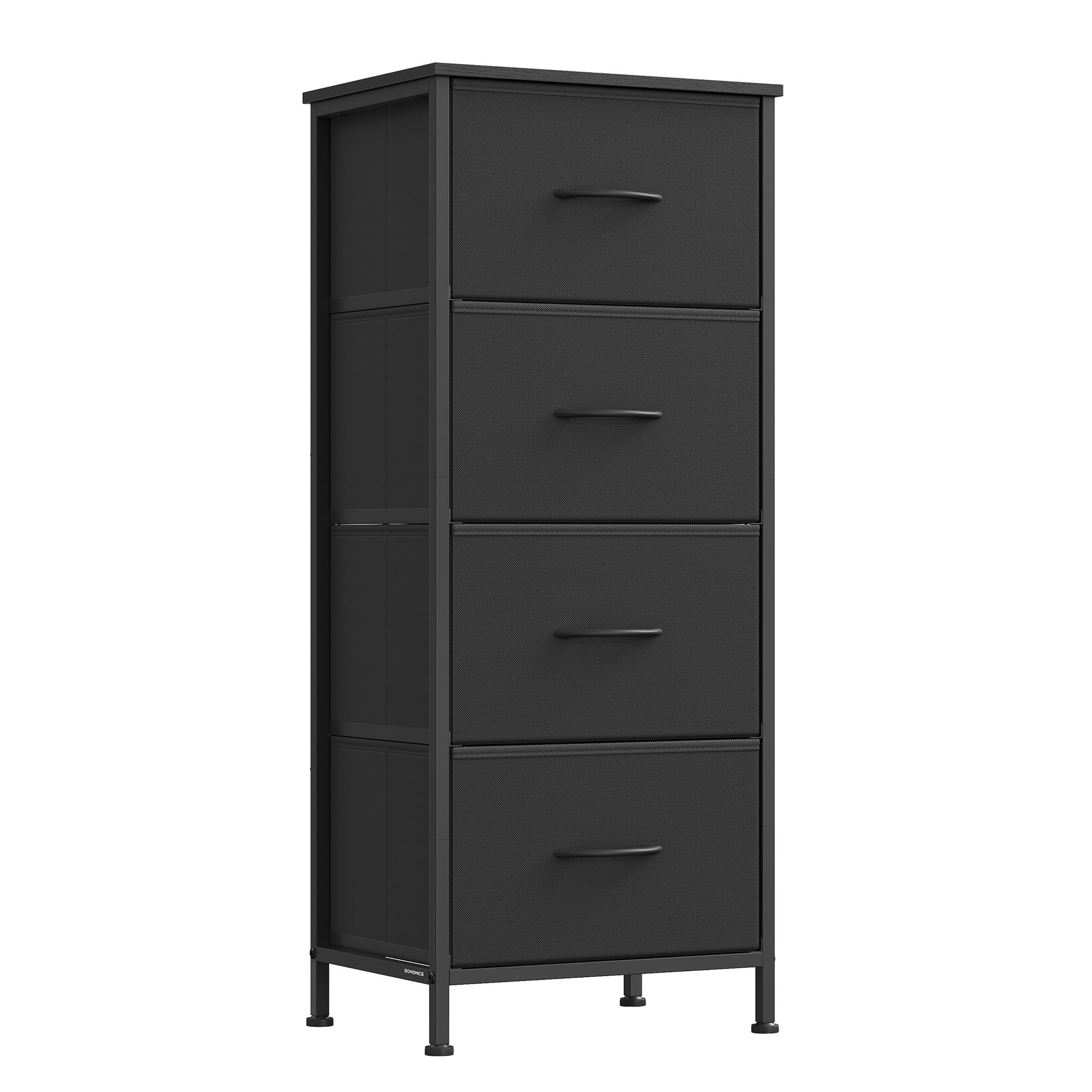 Photo 1 of SONGMICS Dresser for Bedroom, Chest of Drawers, Steel, MDF, 4 Non-Woven Fabric Drawers, Storage Organizer Unit, Closet, Entryway, Ink Black and Ebony Black ULGS314B01S