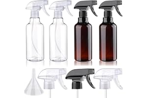 Hethyo 4 pack Plastic Spray Bottles Empty Spray Bottle 16.9oz/500ml Heavy Duty Spraying Bottles Mist/Stream Water Bottle for Cleaning Solutions, Essential Oils, Hair, Cooking (2Clear&2 brown)