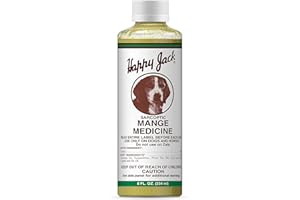 HAPPY JACK Mange Medicine & Treatment for Dogs & Horses - Brings Soothing Itch Relief to Severe Mange, Fungi, Allergies, Eczema & Most Dog Skin Irritation (8 oz)