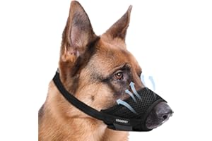 LEIGOPET Dog Muzzle, Soft Nylon Muzzles for Small Medium Large Sized Dogs to Anti & Prevent Biting Barking Chewing, Pet Mouth Guard for German Shepherd with Adjustable Strap, Allows Panting Drinking (Black,L)