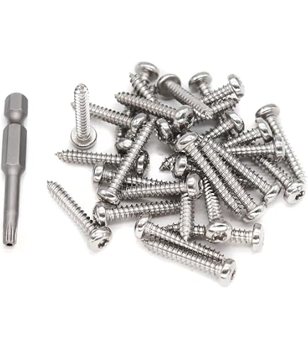 Uxcell #10 X 5/8" Torx Security Screws – 30-Pack Button Head Tamper Resistant Self-Tapping Screws, 304 Stainless Steel With T25 Bit