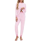 Becotal Soft Cotton Pajamas for Women Set Striped Long Sleeve Lounge Sets 2 Piece Pajama Tops and Jogger Pants with Pockets
